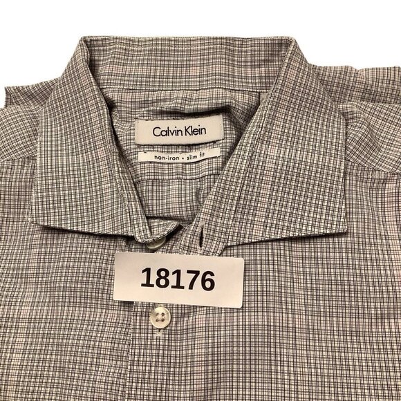 Calvin Klein Long Sleeve Button Up Slim Fit Shirt Mens Size 16-34/35 Cotton - Picture 7 of 7